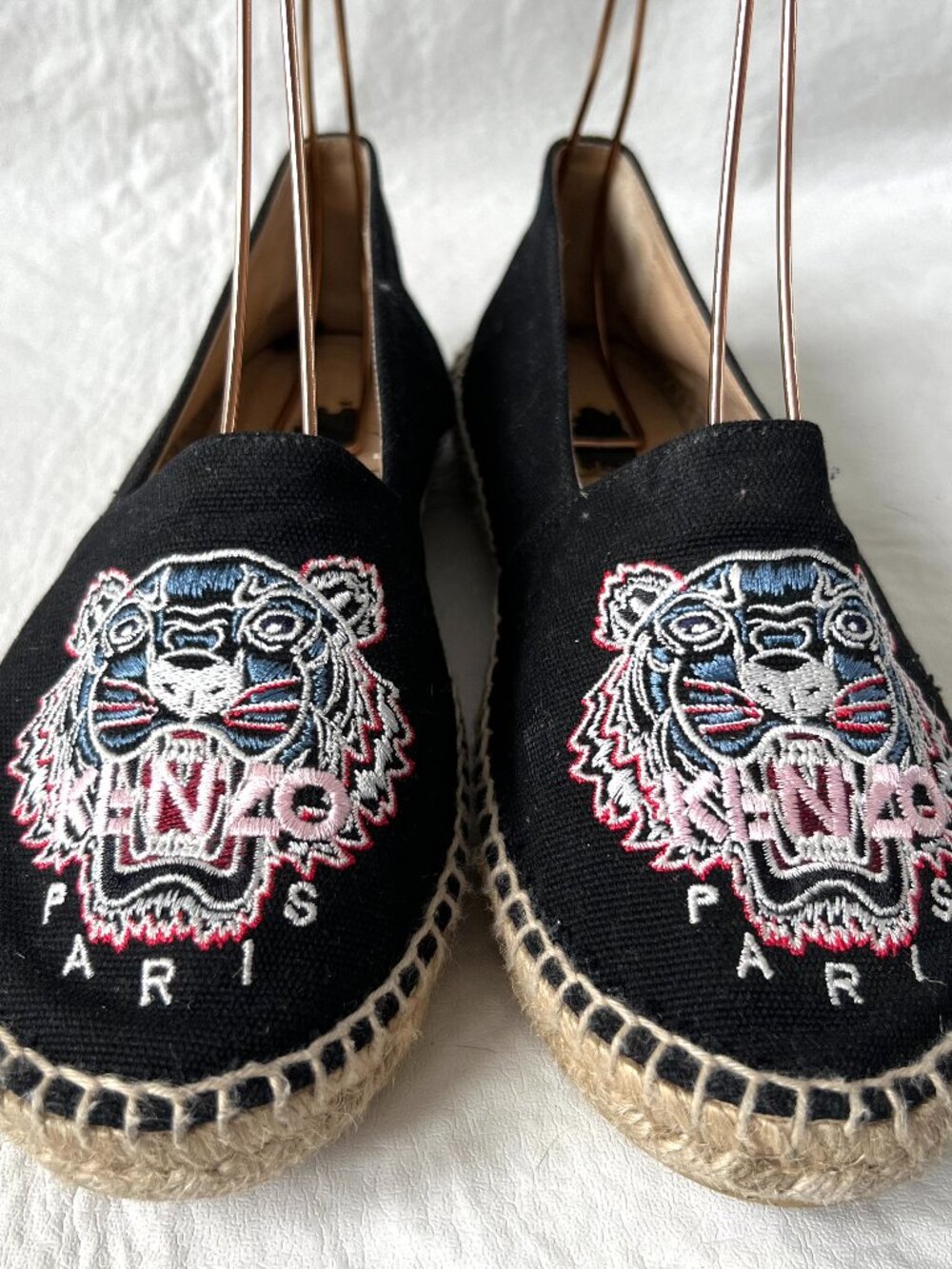 Kenzo Espadrilles Classic Tiger 37 black canvas embroidered slip on shoes flat